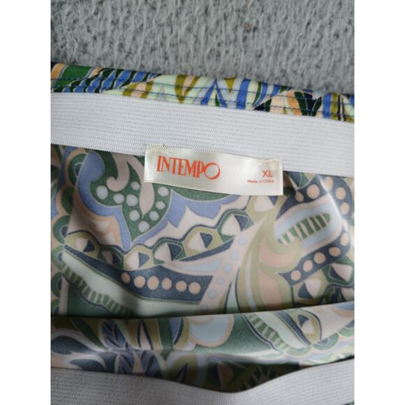 Intempo Skirt Womens XL Green Midi Paisley Floral Asymmetrical Hem Kohls NWT - Picture 2 of 8